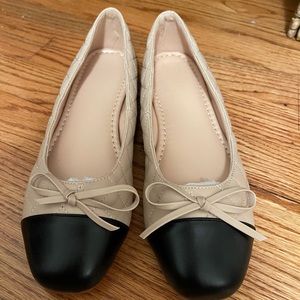 Nude and Black ballet flats